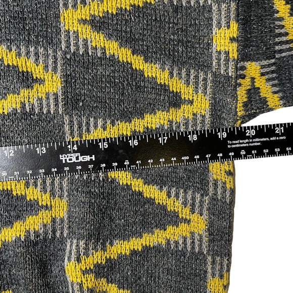 Vintage Alfredo Sweater Large Made In Italy Knit Acrylic Yellow Gray‎ - Picture 5 of 6